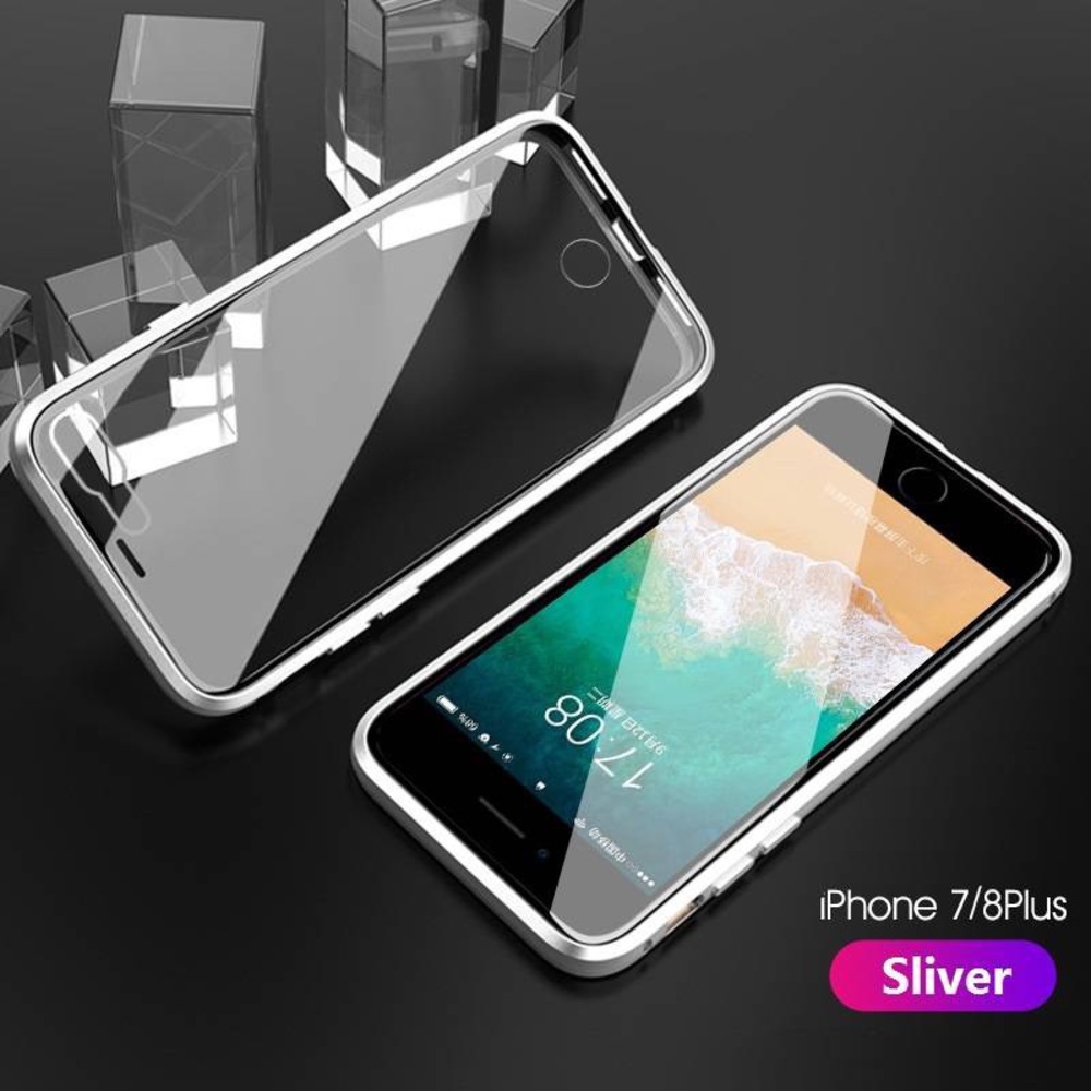 For iPhone 8 Plus / 7 Plus Double Glass Magnetic Phone Case Cover